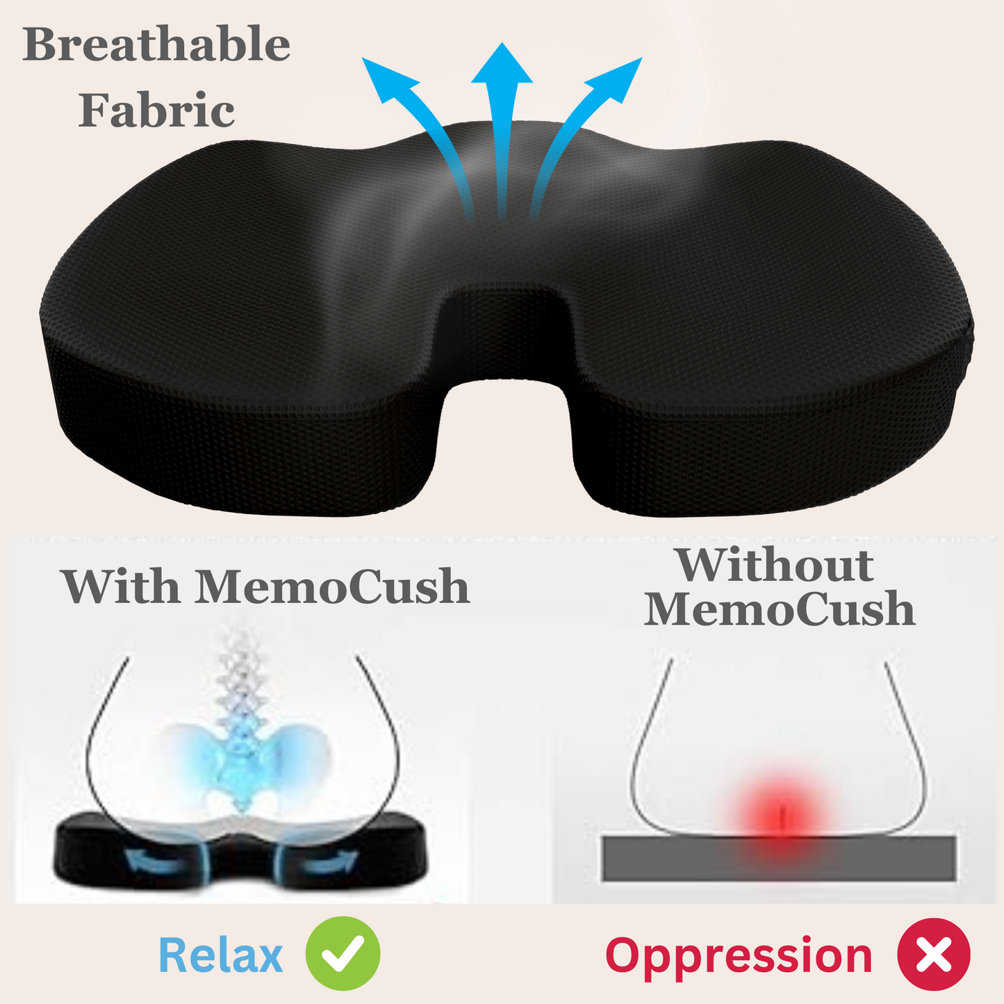 Memory Foam - Gel Seat Cushion