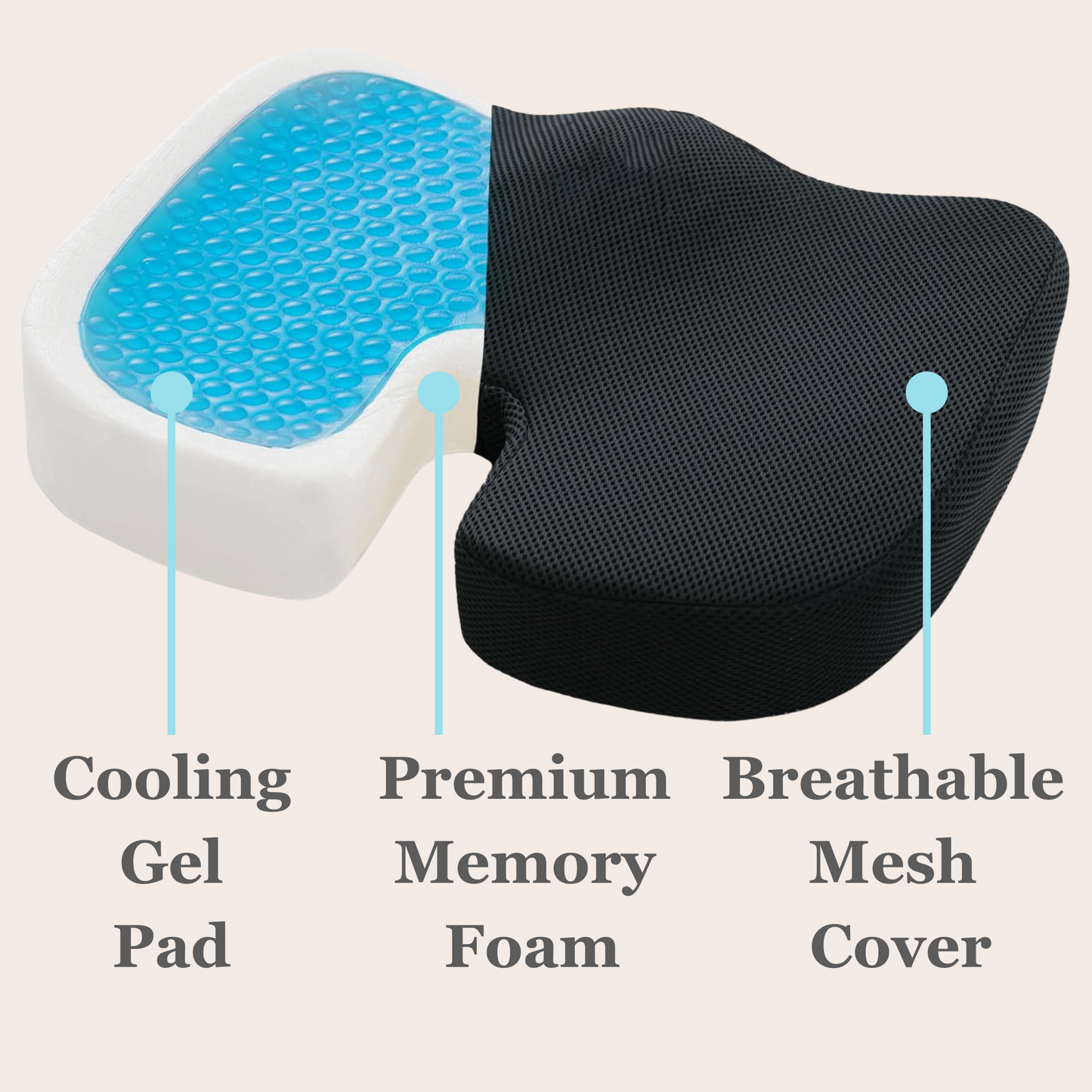 Memory Foam - Gel Seat Cushion